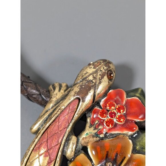 Chicos Southwestern Gecko Lizard Red Rhinestone Brown Cord Necklace 21" - Picture 5 of 8